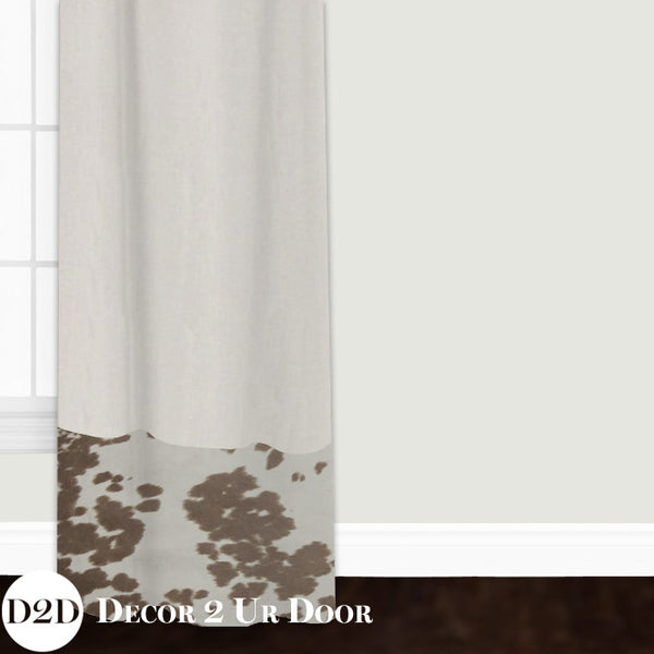 Ivory Linen Tan Cowhide Custom Closet Window Curtain Decor 2