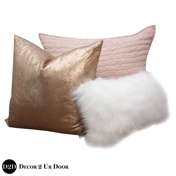 blush fluffy cushions