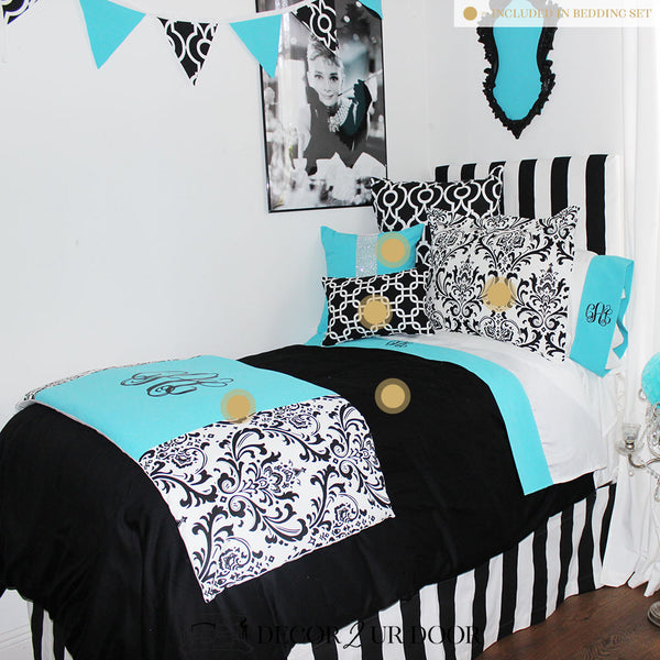 Tiffany Blue Black Dorm Bedding Set Decor 2 Ur Door