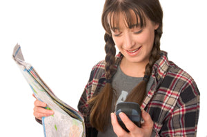 Girl Geocachiing with GPS smaller will change by apple iphone ios nike+ with gps tracking 