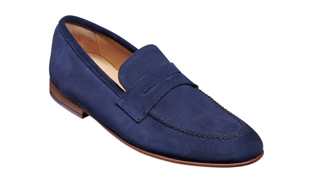 blue suede slip on shoes