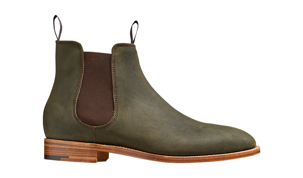 green chelsea boots