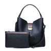 Sac à main chic aspect cuir et détails serpent avec pochette assortie