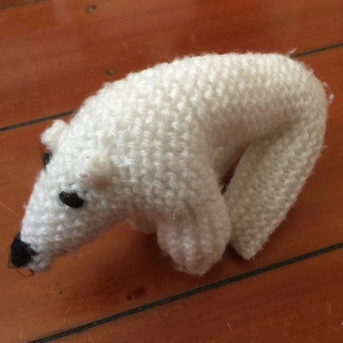 hand knitted polar bear toy