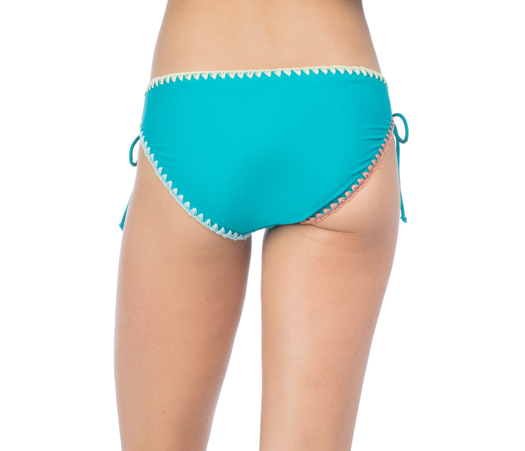 Hobie Women's Seagreen Keep The Piece Lace Up Hipster Bikini Bottom