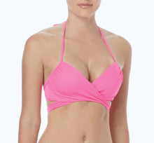  Coco Rave Solids Malibu Pink Simone Halter Wrap Underwire D/DD Cup Bikini Top - basicshoe.com