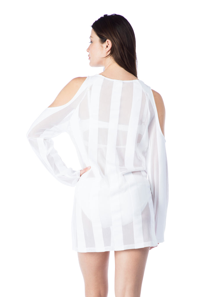 Kenneth Cole Reaction Cold Shoulder Dress Cover Up White