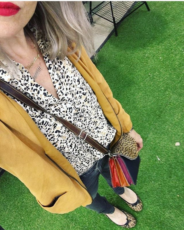 Sketch London Animal Print Envelope Bag Leather ethical sustainable British design gift for women crossbody bag