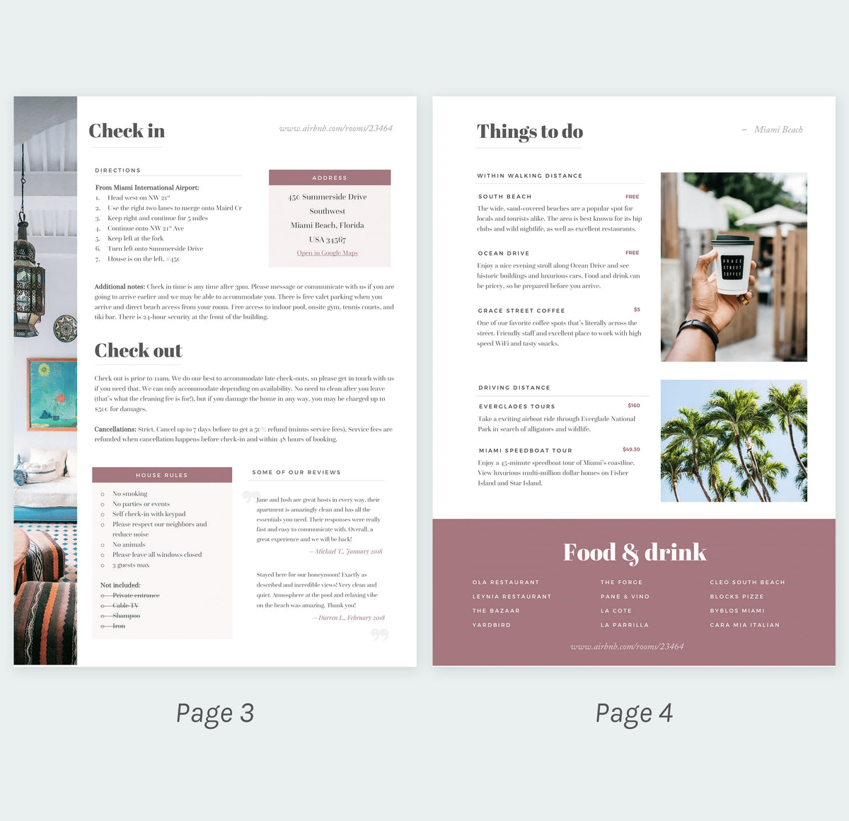 The Miami – Home Rental Welcome Kit Template – Templates for Home