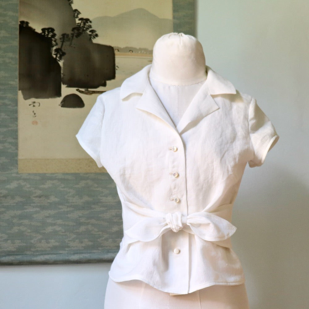 rehellinen linen stand ribbon blouse 白 www.clinicskincare.ir