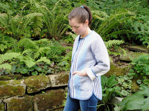 Tamarack Jacket Pattern Review in Striped Cotton from Loom and Stars