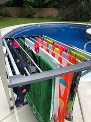 towels outside on drying rack