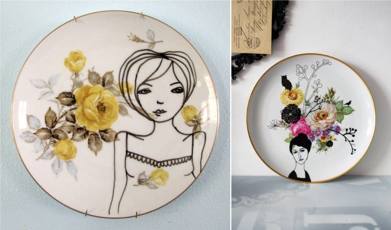 plate painting -painting on plate -painting plates with acrylic paint