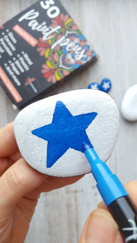 blue star-4th of july painted rocks-4th of july rocks-4th of july rock painting ideas-fourth of july rock painting ideas 