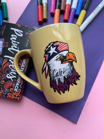 Mug Eagle-easy patriotic paintings-acrylic easy patriotic paintings-patriotic things to draw-patriotic drawing ideas