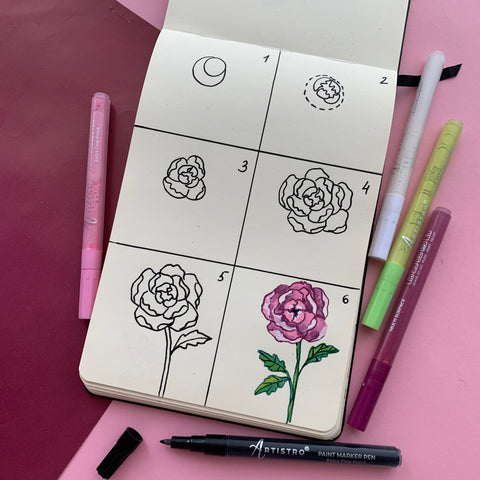  flowers- drawings step by step easy-easy pen arts-easypaintings-simple easy drawings