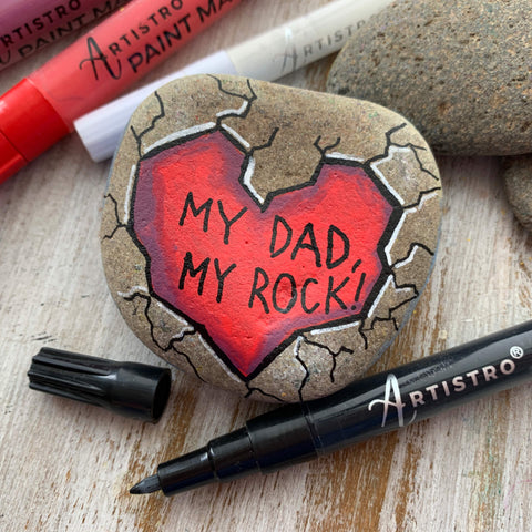 Rock heart-fathers day painting ideas-father's day painting-things to paint for fathers day-fathers day painting-painting for father's day-father daughter painting ideas