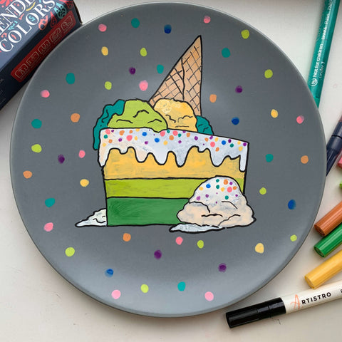 painted plate ice cream-food cute drawings-food painting ideas-easy food drawings