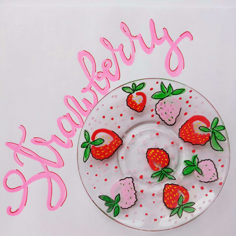 plate with strawberry-food cute drawings-food painting ideas-easy food drawings