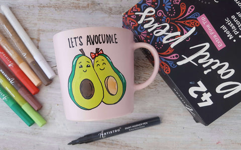 mug avocado-paint marker ideas-paint pen art ideas-paint pen ideas-pen decorating ideas