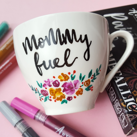 DIY painted mug-creative painting ideas for mom-things to paint for your mom-painting ideas for mother's day-creative mommy and daughter drawing-things to paint for mother's day-creative mother's day painting-mother's day painting