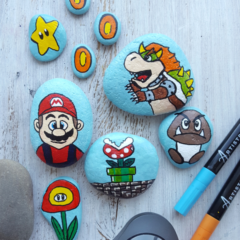 Mario Brothers-kindness rocks designs-easy kindness rock designs-kindness rock ideas-kindness rocks ideas