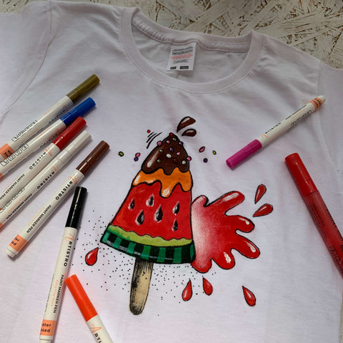 T-shirt watermelon-food cute drawings-food painting ideas-easy food drawings