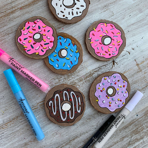 wood painted donut-food cute drawings-food painting ideas-easy food drawings