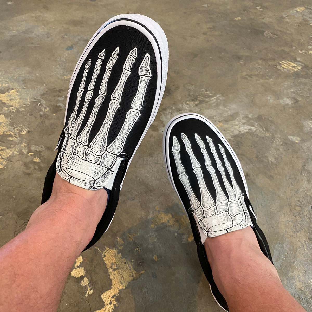 shoes with skeleton feet