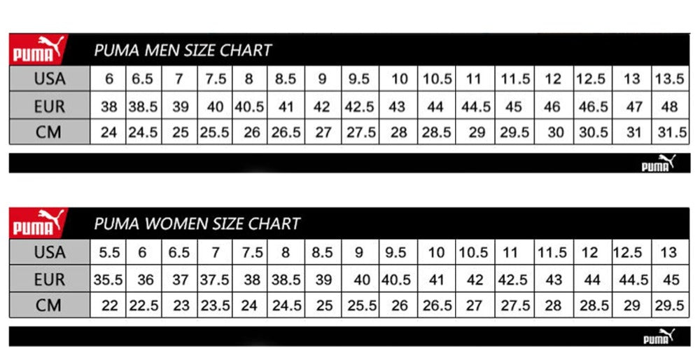 puma socks size chart