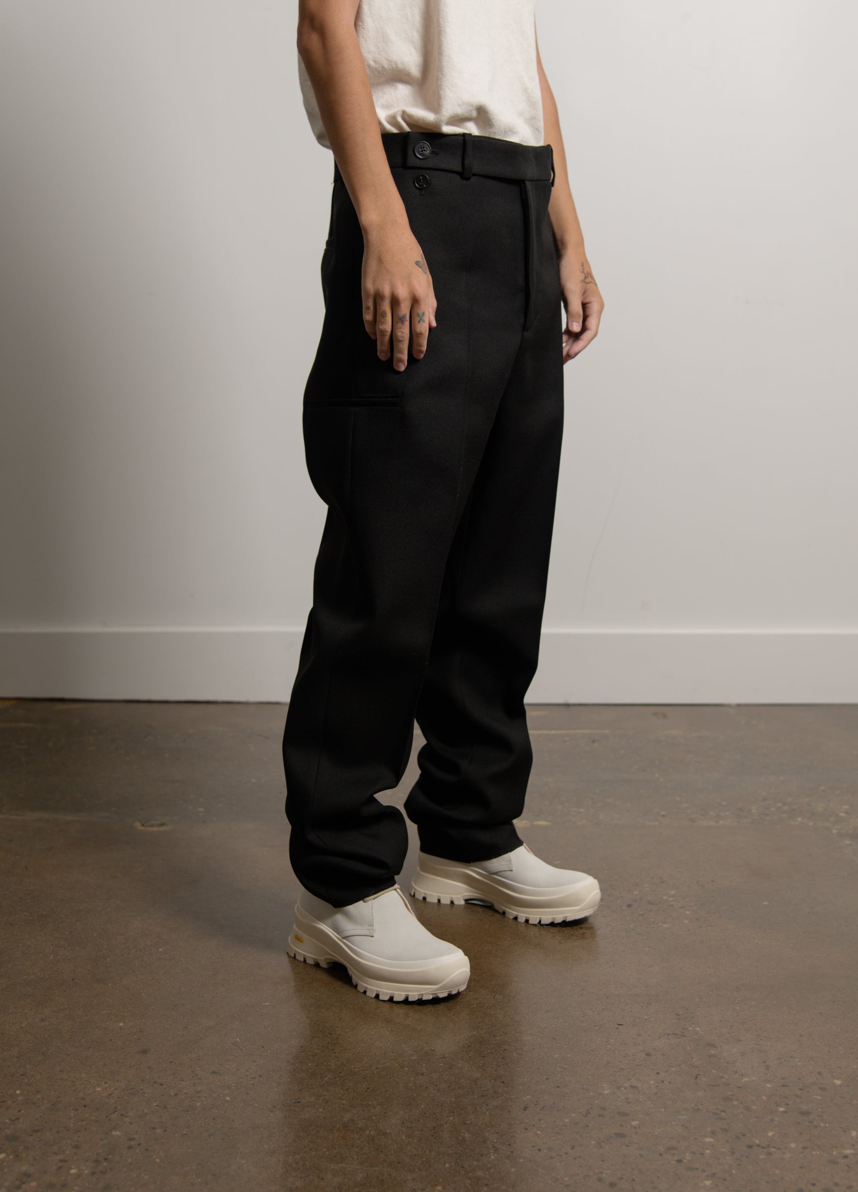 Sharp Wool Serge Trouser Black