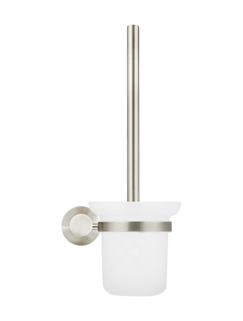 satin nickel toilet brush holder