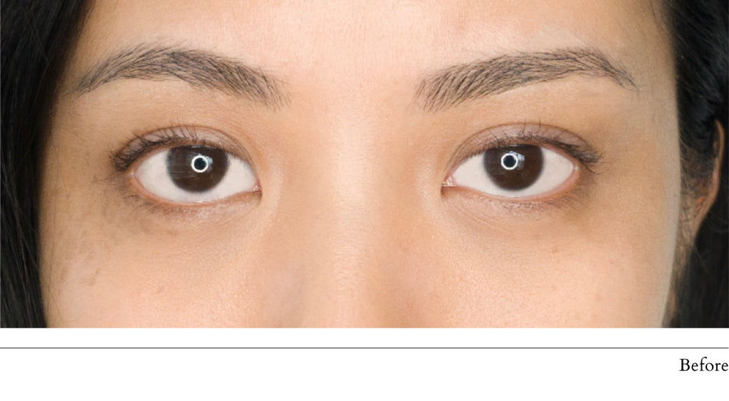 Blog_Lithe Lashes_How to Select the Right Lashes_second image_close up of model's eye, a "before" shot of the eyes prior to applying lashes, with focus on studying what type of eye shape you have