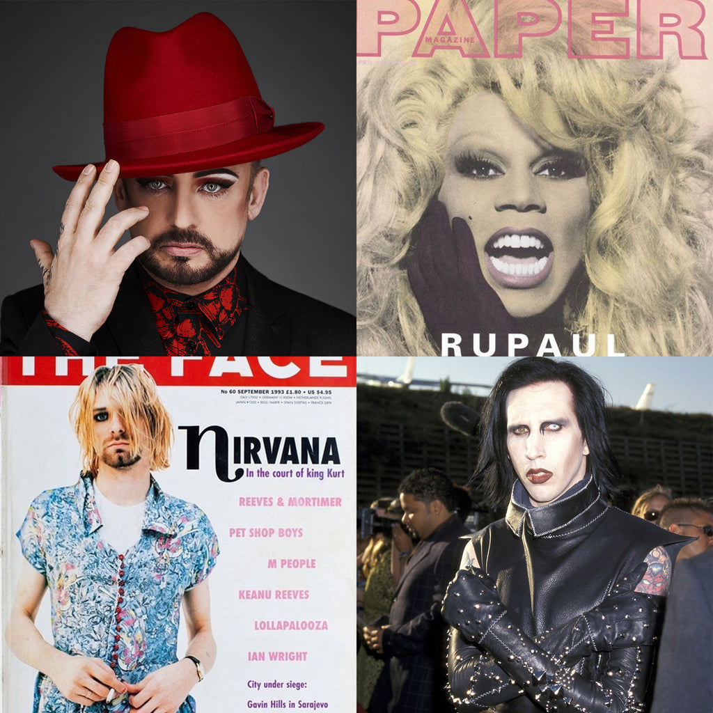 Lithe Lashes Journal | Pride & LGBTQ Rights | 90's Men's Fashion Trends | 90's Men's Beauty Trends | Anti-Fashion | Grunge Fashion | Gender Neutral | RuPaul | Boy George | George Michael | Prince | Collage