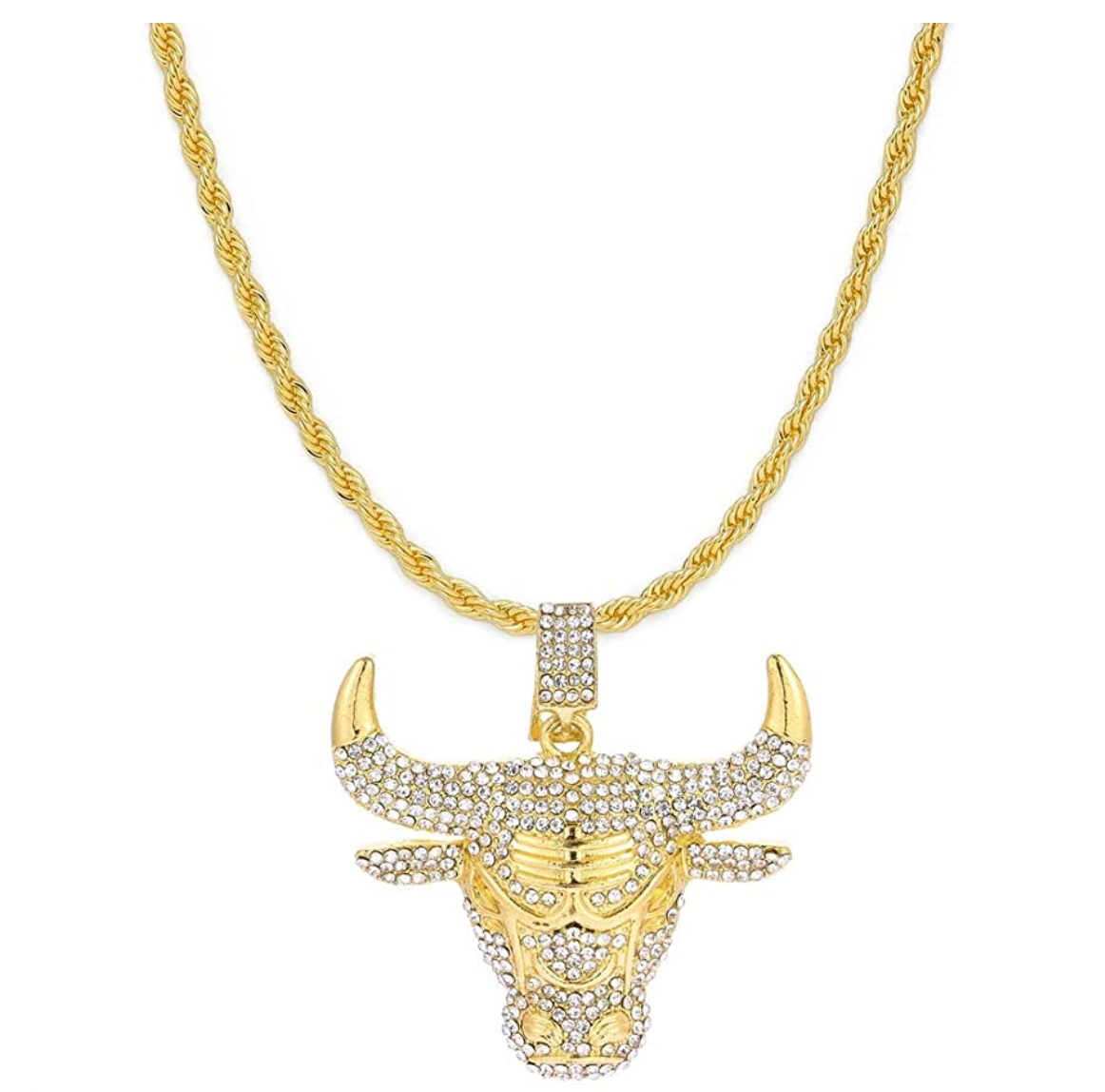 ordbog tyfon springe Chicago Bulls Necklace Simulated Diamond Bulls Pendant Gold Tone Micha –  Gold Diamond Shop