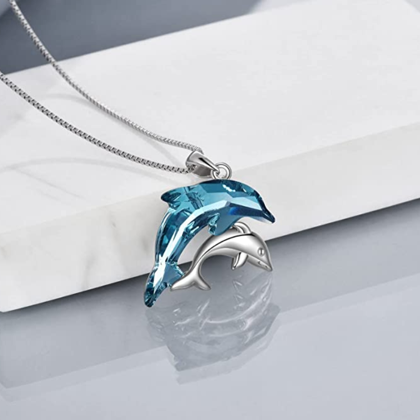 blue diamond dolphin necklace