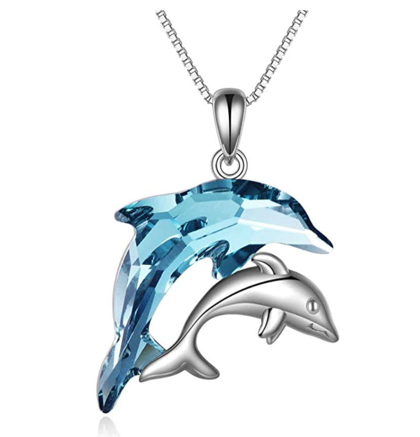 blue diamond dolphin necklace