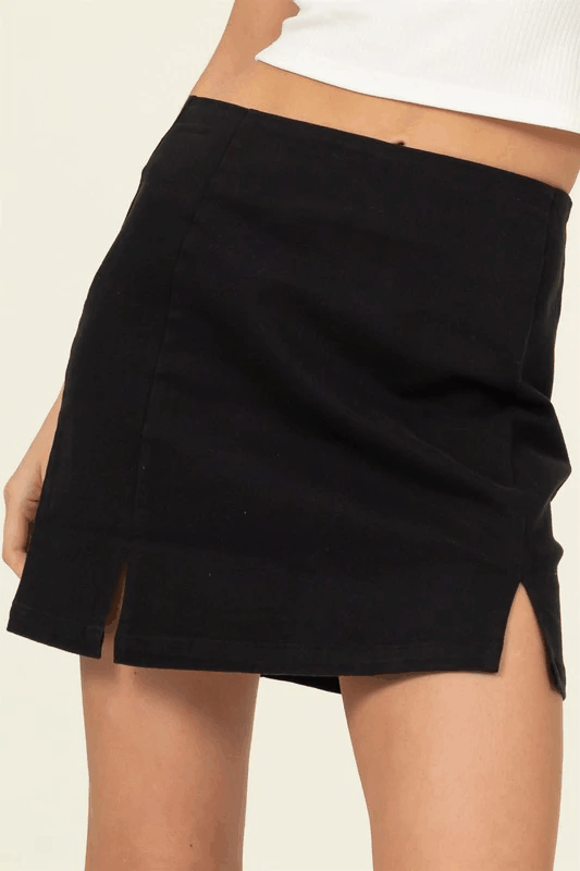 double slit mini skirt