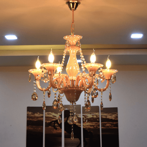 brown crystal chandelier lighting