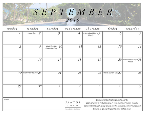 September 2019 Free PDF Calendar Download Tulum