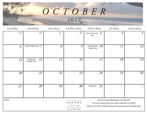 October 2019 Free Calendar Download PDF