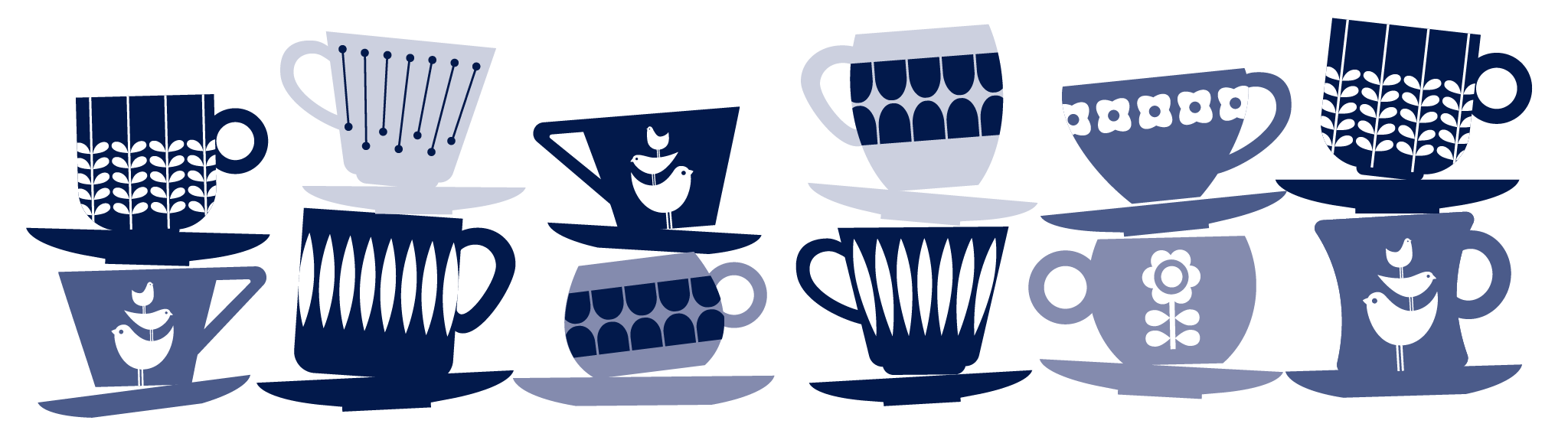 Quietly stacked coffee cup illustration
