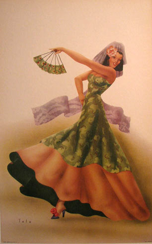 1940's Tango Dancer Girl by Telo Vintage Fashion Poster Print – Vintage