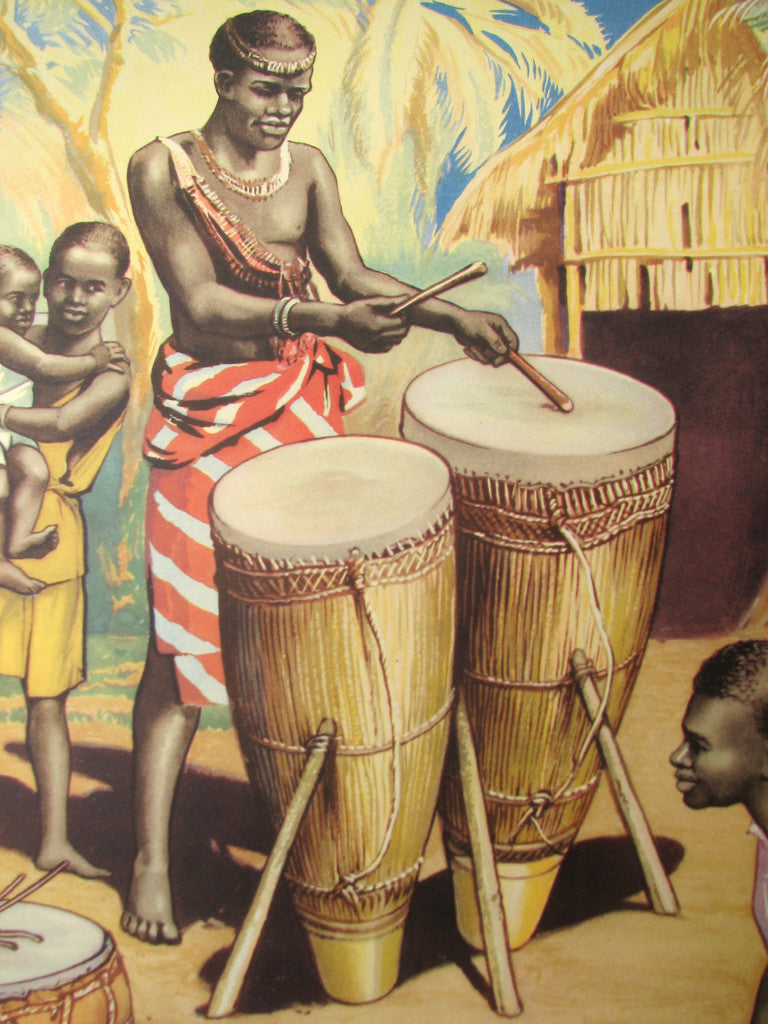 african drums poster drumming british culture children 1930 antique 1930s quotes songs 1940 works