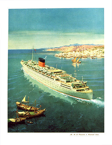17" Print RMS Caronia Cunard South Africa Ocean Liner Painting Art Print 