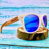 Lunettes de soleil en bois zébré cadre blanc