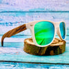 Lunettes de soleil en bois zébré cadre blanc