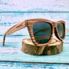 Lunettes de soleil en bois zébré cadre+branches