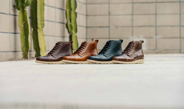HELM Lou Boots available in brown, teak, black, and natural