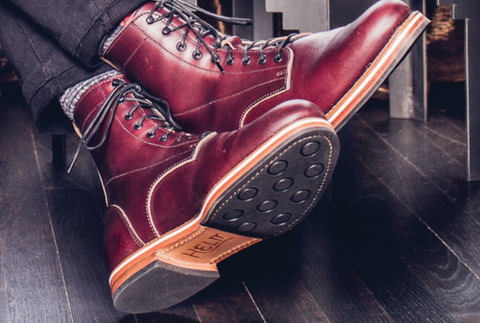 HELM limited edition burgundy boot. 